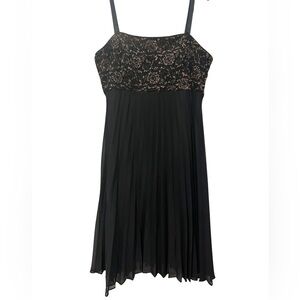 Kathy Roberts Vintage Slip Dress Mini Pleated Skirt Lacey Top Black and Gold L